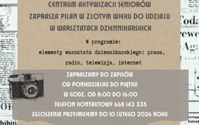 Zdjęcie do Warsztaty dziennikarskie dla senior&oacute;w|Nab&oacute;r